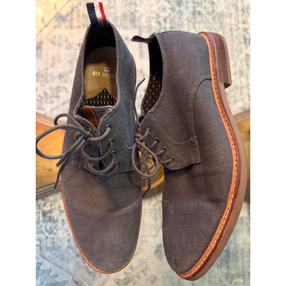 Ben Sherman Mens Gray Canvas Derby Shoes Oxford Lace Up Size 8 US 41 EUR